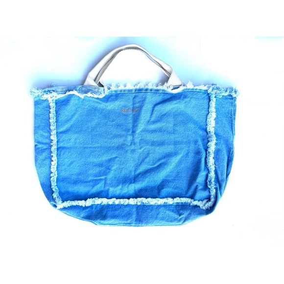 Blue Smiley Face Tote Bag with Red Hearts. - Picture 2 of 8